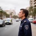Cronista de emergencias observando una avenida de Benidorm desde la acera